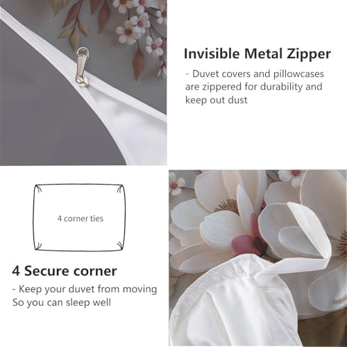 3D Minimalist Plant Relief Duvet Cover King 3Pcs, Breathable