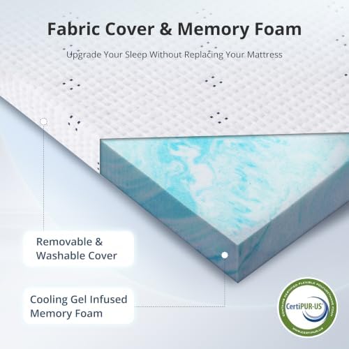 Dyonery 3 Inch Gel Infused Memory Foam Mattress Topper Queen Size
