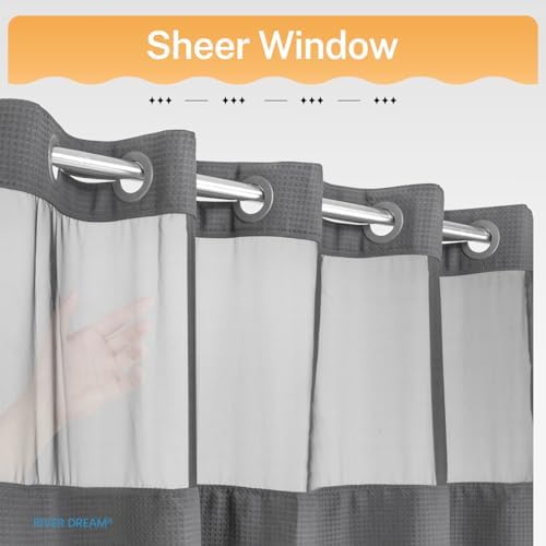 River Dream Heavyweight Waffle No Hook Shower Curtain with
