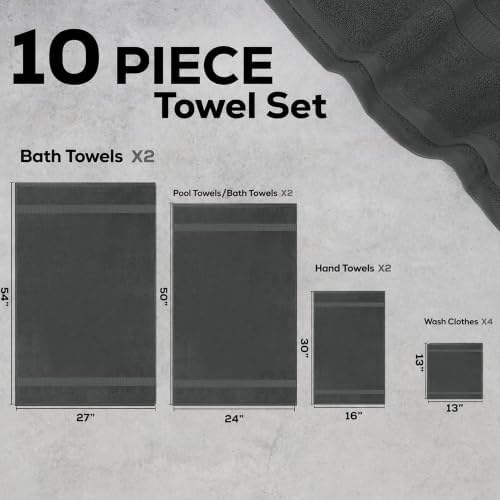 GOLD TEXTILES Luxury 10 Piece Towel Set
