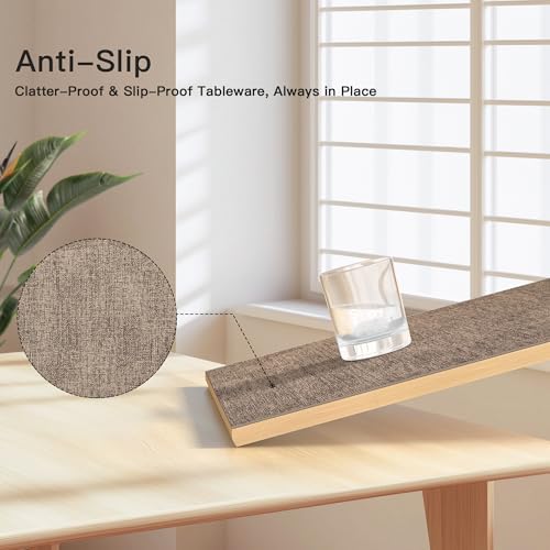 DOLOPL Placemats Set of 6, Reversible Faux Leather Place Mats, Brown