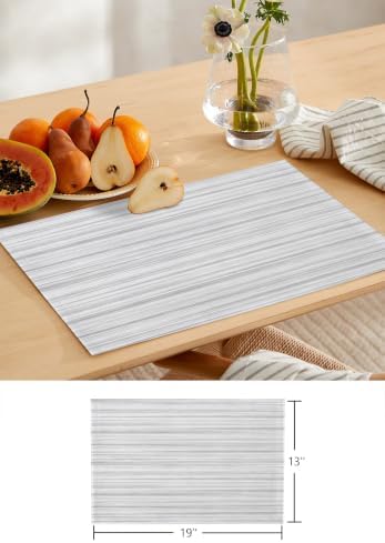 Modern Light Gray Lines Table Runner and Placemats Set of 4 Vintage