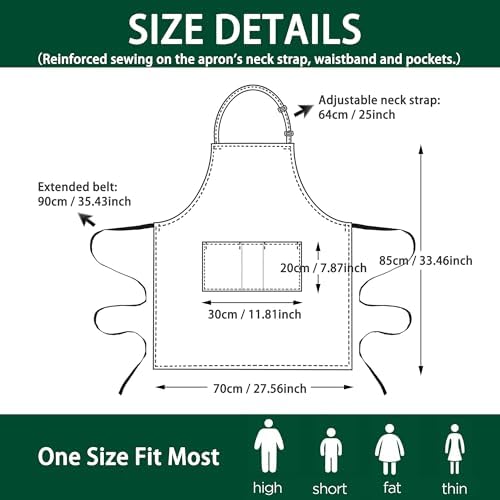 3 Pack Black White Chef Apron, Adjustable Kitchen Apron with 3 Pocket