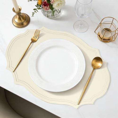 Faux Leather Placemats, 12 X 17 Inch Waterproof Wipeable Heat