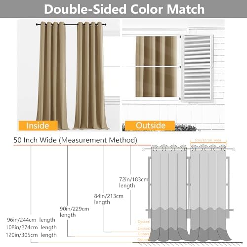 Simplebrand Taupe Room Darkening Curtains for Bedroom Living Room