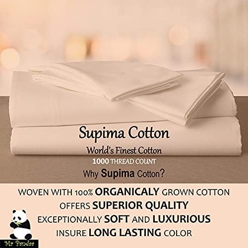 100% American Supima Cotton 1000 Thread Count Sheet Set, Ultra Crisp
