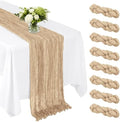 8 Pack Beige 17 x 108 Inch Cheesecloth Table Runner - Boho Gauze Sheer