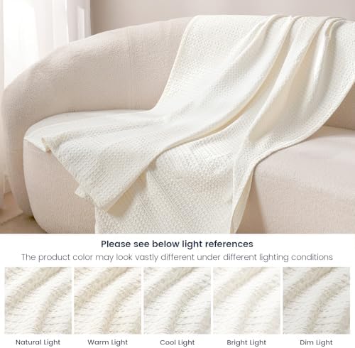 PHF Lightweight Waffle Weave Blanket King Size 104"x 90", Soft Woven