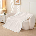 Feelyou Beige Throw Blanket Solid Color Soft Fleece Sherpa Cozy Fuzzy