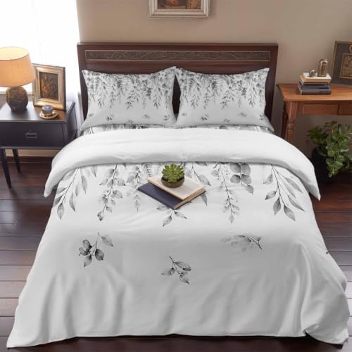 Botanical Border Print King Duvet Cover Set - 4 Pcs Comforter Cover