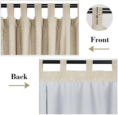 cololeaf Blackout White Linen Curtains for Bedroom Living Room