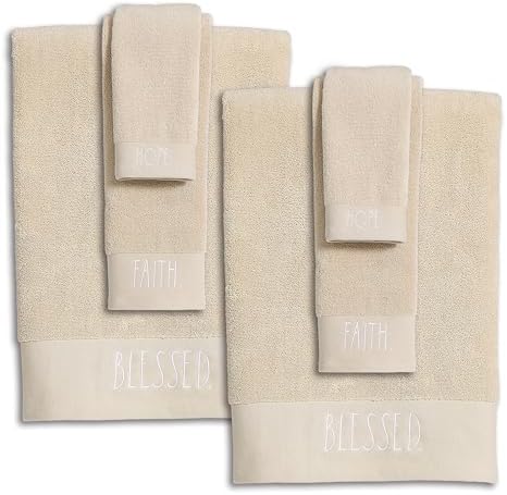 Rae Dunn 6-Piece Towel Set - 100% Cotton Towels for Bathroom Set - 2