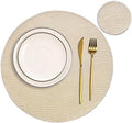 Jovono Round Leather Placemats for Round Tables Set of 4, Beige Place