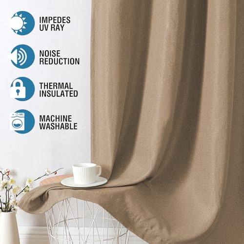H.VERSAILTEX Linen Blackout Curtains 108 Inches Long for