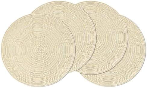Artoid Mode Ivory Vanilla Cotton Polyester Braided Placemats Set of 4