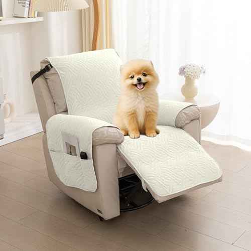 Deep Dream Waterproof Recliner Chair Cover, Small, Off White