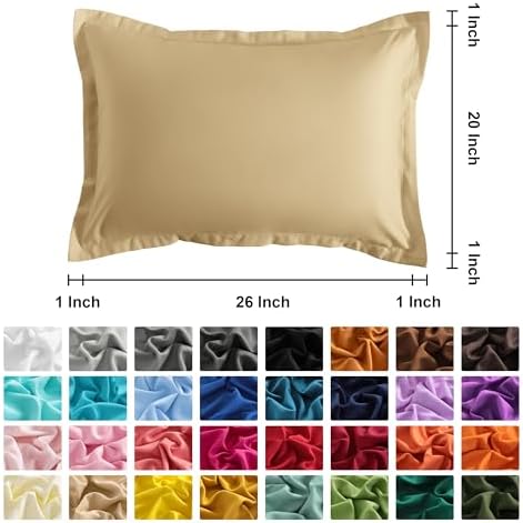 NTBAY Standard Pillow Shams, Set of 2, Microfiber, Light Taupe