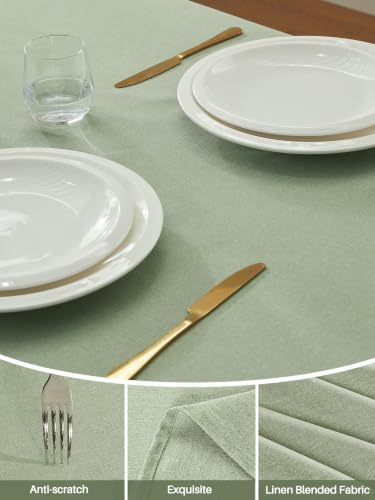 IVAPUPU Textured Linen Rectangle Table Cloth, Sage Green, 52 x 70 Inch