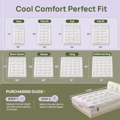 Queen Mattress Topper, 1200 GSM Viscose Derived from Bamboo Pillow-Top