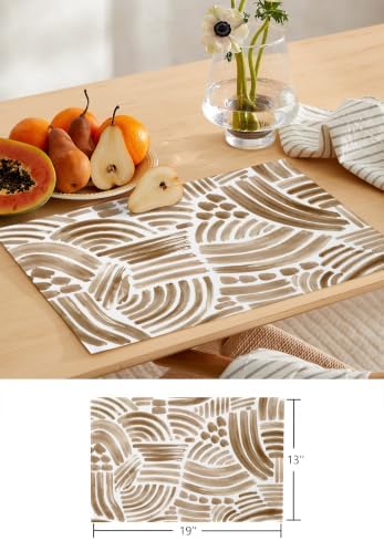 Brown Striped Table Mats Set of 6 with Table Runner 90 Inches