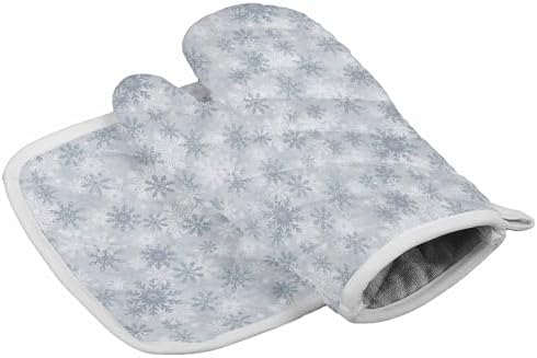 Quilted Cotton Terry Cloth Oven Mitt, Pot Holder Winter Snowflakes