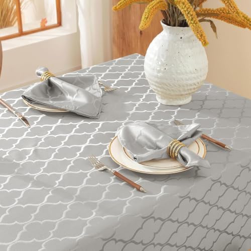 Larponder Fall Tablecloth Rectangle, Jacquard, 60" x 120", Gray