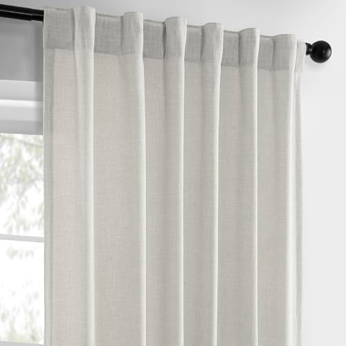 HPD Half Price Drapes Basic Faux Linen Curtains - 120 Inch Long Pair