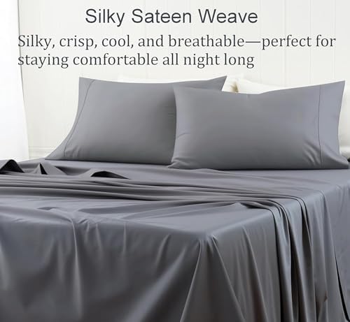 Shunjie.Home 100% Cotton King Bed Sheet Set 4 Pieces - Dark Grey