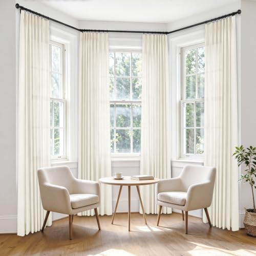 120in Long Linen Light Filtering Curtains 2 Panels 50"Wx120L Beige