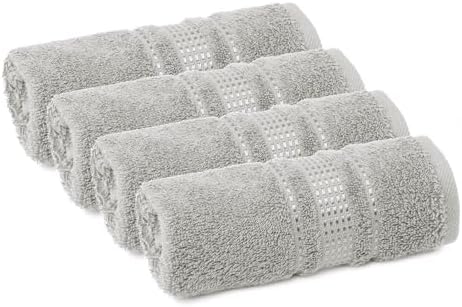 Melissa Linen, 100% Cotton Washcloths for Bathroom, 4-Piece 12x12 in