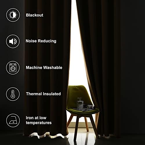 100% Blackout Curtains 63 inch Length 2 Panels 52x63 Light Gray