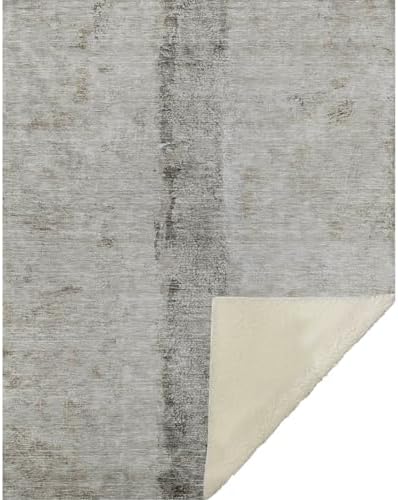 Addison Rugs ASB605 Taupe 50" x 70" Oversized Sherpa Throw Blanket