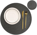Round Leather Placemats for Round Tables Set of 6, Gray Table Place