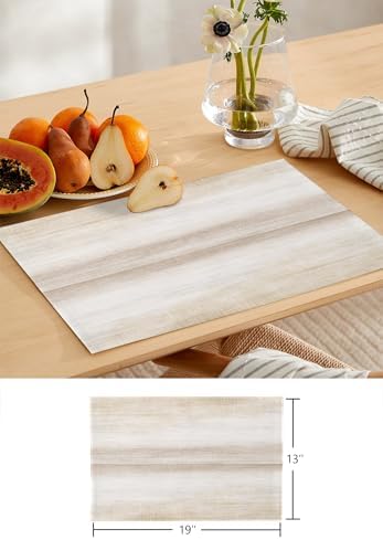 Khaki Ombre Table Runner and Placemats for Dining Table, Burlap Coffee