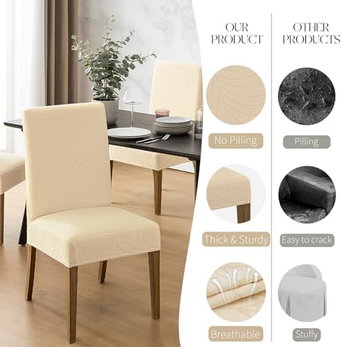 MOSAYT 100% Waterproof Dining Room Chair Covers Set of 4, Beige