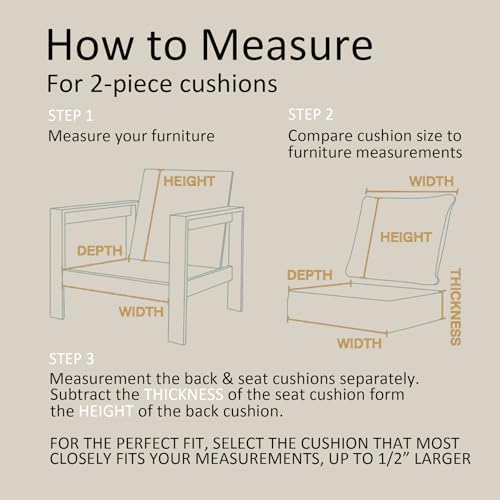 23.5"x27" Outdoor Deep Seat Patio Cushions Set of 2, Deep Seat Bottom