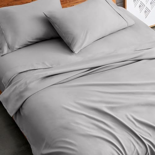 Bare Home Flat Top Sheet 1800 Ultra-Soft (King, Light Grey)