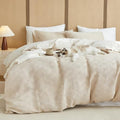 BISELINA 100% Cotton Waffle Weave Duvet Cover Set Queen Size 3 Pieces