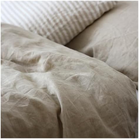 UOIO 3pcs Linen Duvet Cover Basic Style Natural Washed Flax Solid