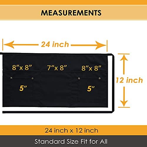 Brtex Server Aprons with 5 Pockets (2 Pack) – Commercial Grade Black