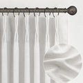 Beige White Pinch Pleated 63 Inch Length Kitchen Window Curtains Over