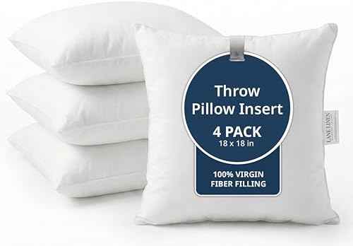 LANE LINEN 4 Pack 18x18 White Throw Pillow Inserts for Decorative