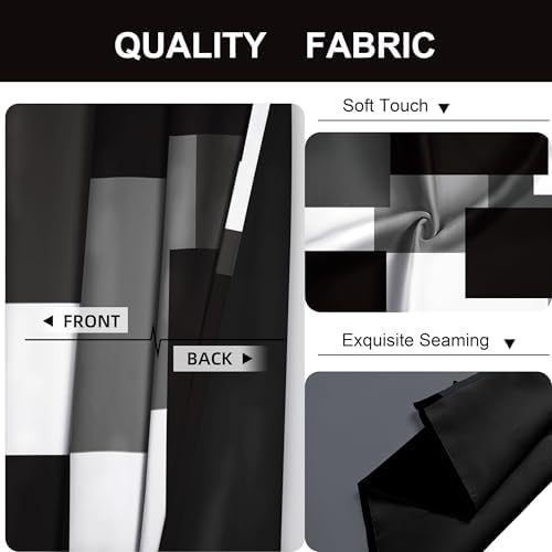 Tyrot Black White Grey Blackout Curtains for Bedroom Living Room