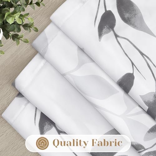HOMEIDEAS Light Grey and White Privacy Sheer Curtains, 52X96 Inch, 2