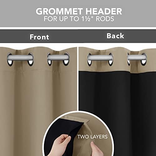 Deconovo 100% Blackout Curtains 108 Inch Long for Bedroom with Black