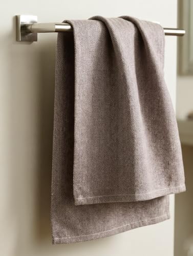 Cotton Herringbone Kitchen Towel, Set of 4 (20" x 26") Brown