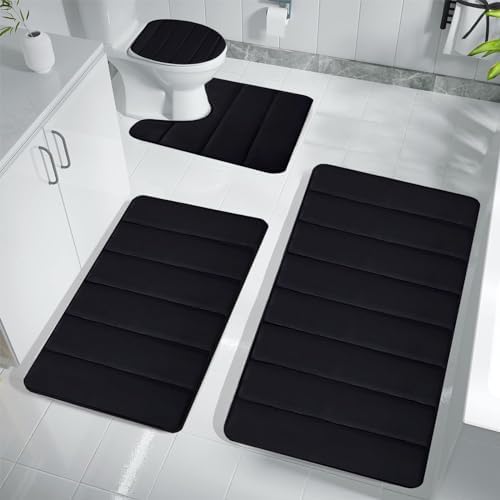 4-Piece Bathroom Rug Set - 2024 Soft Absorbent Memory Foam Mats