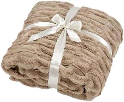 Home Soft Things Stretchy Solid Color Faux Fur Throw with Micromink