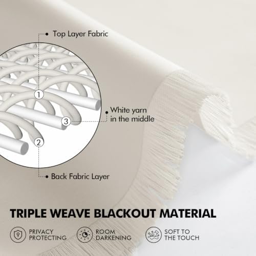 MIULEE Ivory Blackout Bedroom Curtains Drapes 84 Inch Long 52"x84"