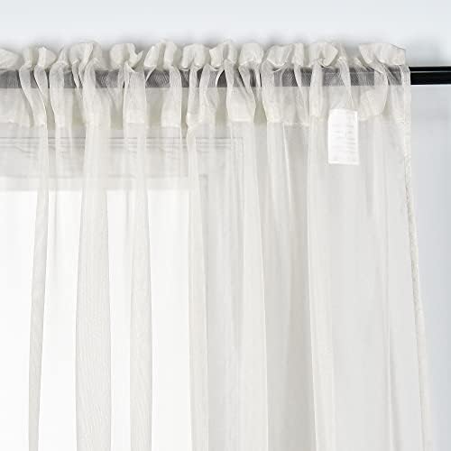 DONREN 2 Panels Solid Color Beige Sheer Curtains Elegant Rod Pocket